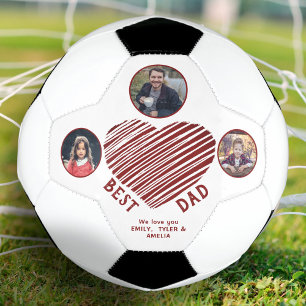Balón De Fútbol Mejor Papá Corazón Rojo Día del Padre 3 Fotos