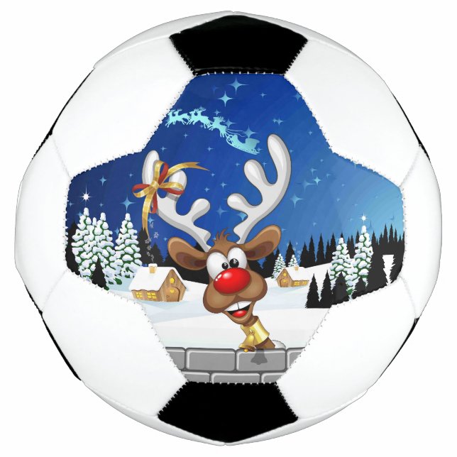 Balón De Fútbol Meme Divertido de Navidad de Reno Mirando (Anverso)