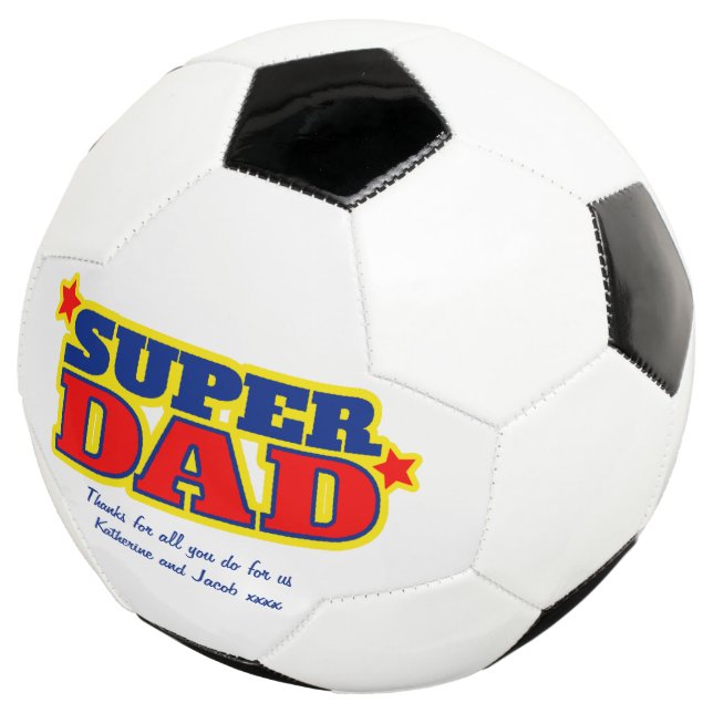 Balón De Fútbol Mensaje de personalizado de Super Dad bola amarill (Tres cuartos)