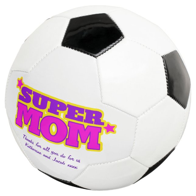 Balón De Fútbol Mensaje de supermamá personalizado rosa bola amari (Tres cuartos)