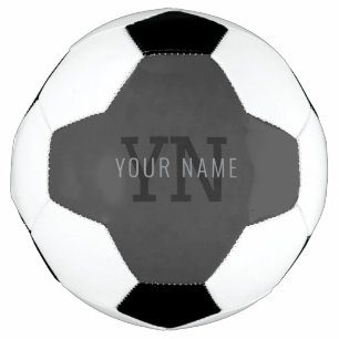 Balón De Fútbol Modern Dark Gray Monogrammed Name (u otro texto)