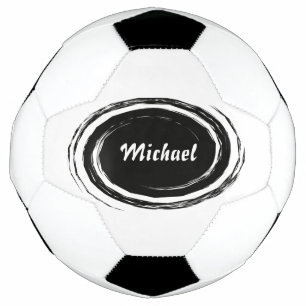 Balón De Fútbol Moderno Oval de Swirl Negro Personalizado