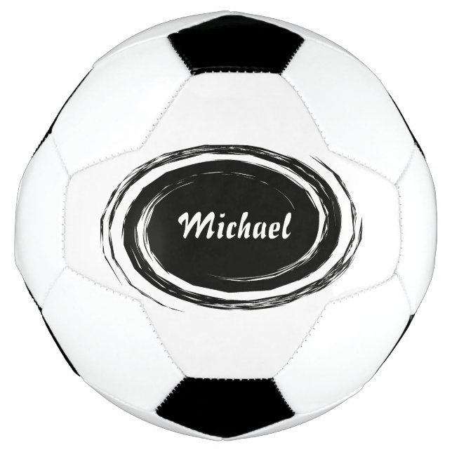 Balón De Fútbol Moderno Oval de Swirl Negro Personalizado (Anverso)