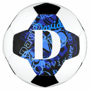 Balón De Fútbol Monograma azul creativo