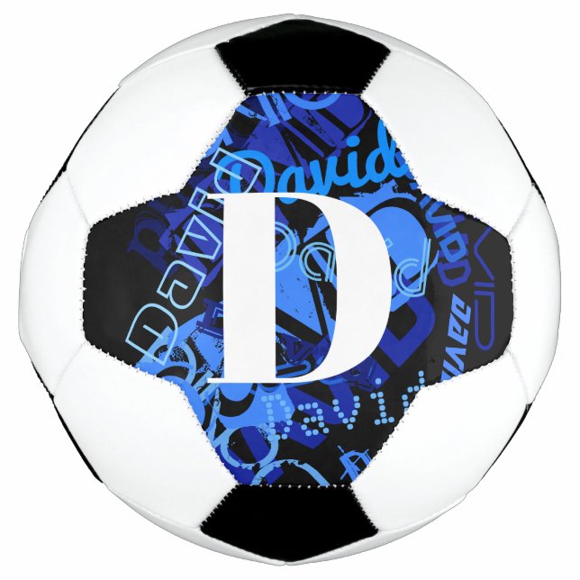 Balón De Fútbol Monograma azul creativo (Anverso)