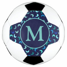 Balón De Fútbol Monograma azul Nuevo patrón de la luna