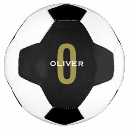 Balón De Fútbol Monograma blanco dorado negro personalizado