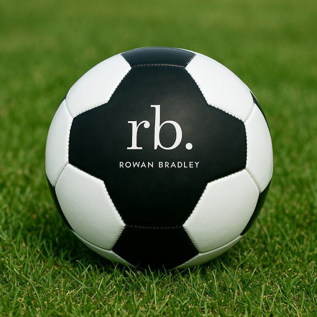 Balón De Fútbol Monograma Clásico Elegante Mínimo Negro y Blanco (Subido por el creador)