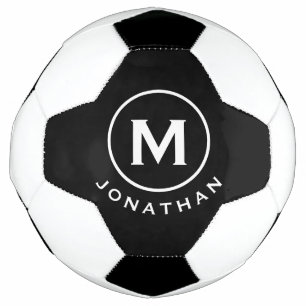 Balón De Fútbol Monograma clásico mínimo blanco negro