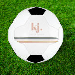 Balón De Fútbol Monograma de bandas retro de moda<br><div class="desc">Un minimalista diseño de monograma con grandes iniciales tipográficas en un tipo de letra clásico con tu nombre abajo y rayas de color arco iris retro de moda. Añada la redacción de su personalizado a este diseño utilizando los cuadros "Editar esta plantilla de diseño" en el lado derecho del elemento...</div>