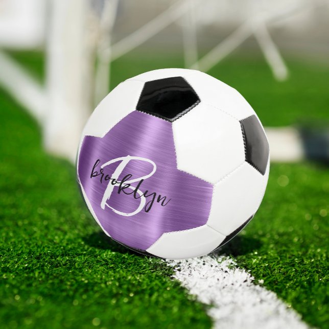 Balón De Fútbol Monograma de escritura blanca Metalizado cepillado (Subido por el creador)