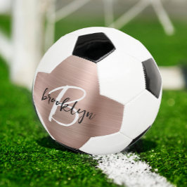 Balón De Fútbol Monograma de guión Metalizado cepillado de oro Ros