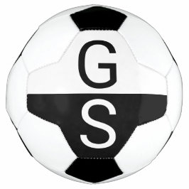 Balón De Fútbol Monograma de iniciales modernas en negro y blanco