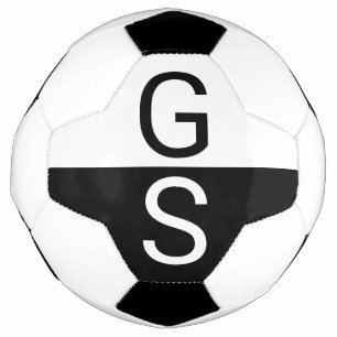 Balón De Fútbol Monograma de iniciales modernas en negro y blanco