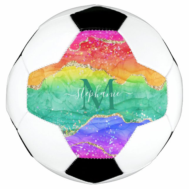 Balón De Fútbol Monograma de la agonía de oro del Purpurina del ar (Anverso)