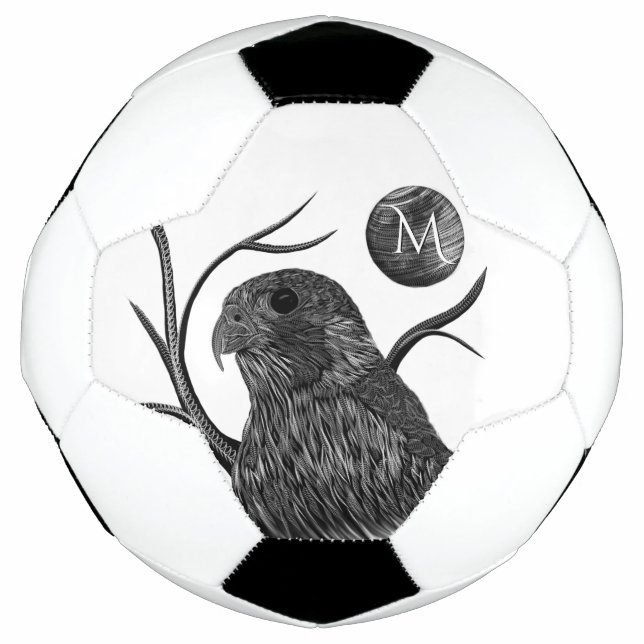 Balón De Fútbol Monograma de la luna llena del halcón (Anverso)