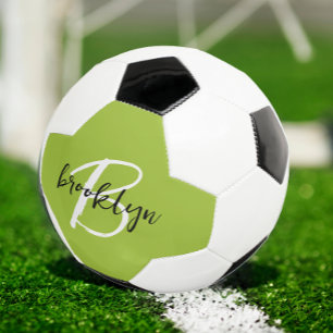 Balón De Fútbol Monograma de letra script de moda en verde lima ne