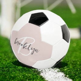 Balón De Fútbol Monograma de nombre con escritura moderna en rosa