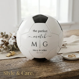 Balón De Fútbol Monograma de Pareja Coincidencia Perfecta en Blanc
