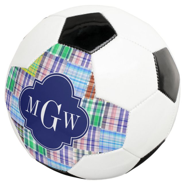 Balón De Fútbol Monograma del quatrefoil de la Marina Madras (Tres cuartos)