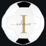 Balón De Fútbol Monograma Gris dorado Nombre moderno<br><div class="desc">Nombre del guión del monograma gris dorado Tipografía moderna que puede editar fácilmente con su nombre e inicial haciendo clic en el botón "Personalizar". Cambie completamente los colores del texto y del fondo cuando seleccione el vínculo "Personalizar este".</div>