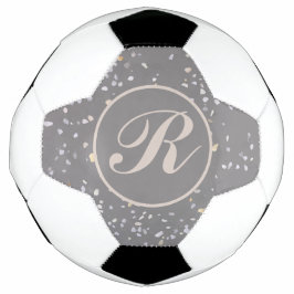 Balón De Fútbol Monograma Gris moderno Terrazzo
