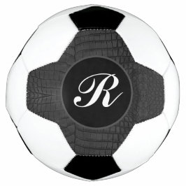 Balón De Fútbol Monograma Impresión de cuero negro de cocodrilo