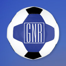Balón De Fútbol Monograma Iniciales 3 Moderno En Negrita | Blanco