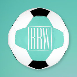 Balón De Fútbol Monograma Iniciales 3 Moderno Negrita | Blanco Sob
