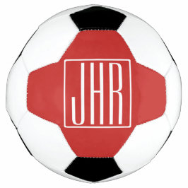 Balón De Fútbol Monograma Iniciales 3 Moderno Negrita | Blanco Sob