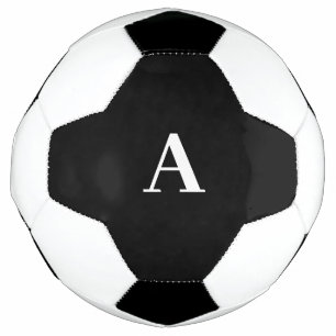Balón De Fútbol Monograma Iniciales Negro Blanco Nombre personaliz