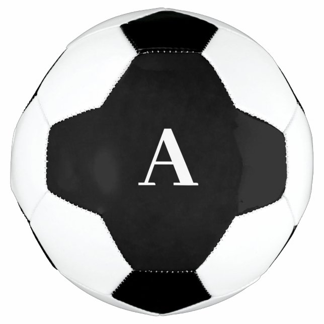 Balón De Fútbol Monograma Iniciales Negro Blanco Nombre personaliz (Anverso)