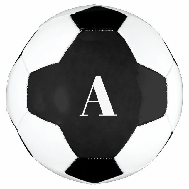 Balón De Fútbol Monograma Iniciales Nombre personalizado Negro Bla (Anverso)