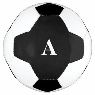 Balón De Fútbol Monograma Iniciales Nombre personalizado Negro Reg