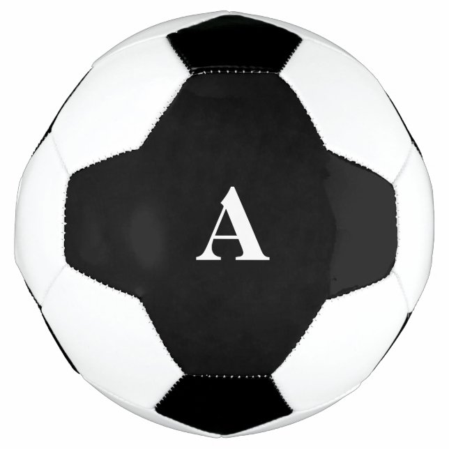Balón De Fútbol Monograma Iniciales Nombre personalizado Negro Reg (Anverso)