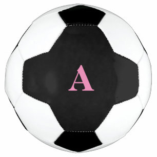Balón De Fútbol Monograma Iniciales Nombre personalizado Pink Blac