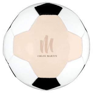 Balón De Fútbol Monograma Minimalista moderno Nombre personalizado