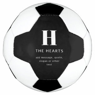 Balón De Fútbol Monograma moderno editable nombre y mensaje Negr