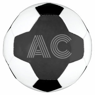 Balón De Fútbol Monograma moderno gris y negro