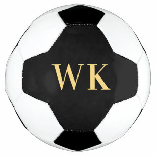 Balón De Fútbol Monograma moderno mínimo Oro negro