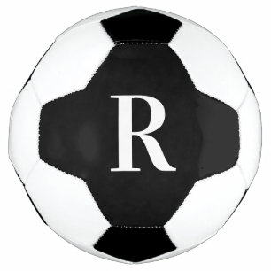 Balón De Fútbol Monograma moderno negro y blanco
