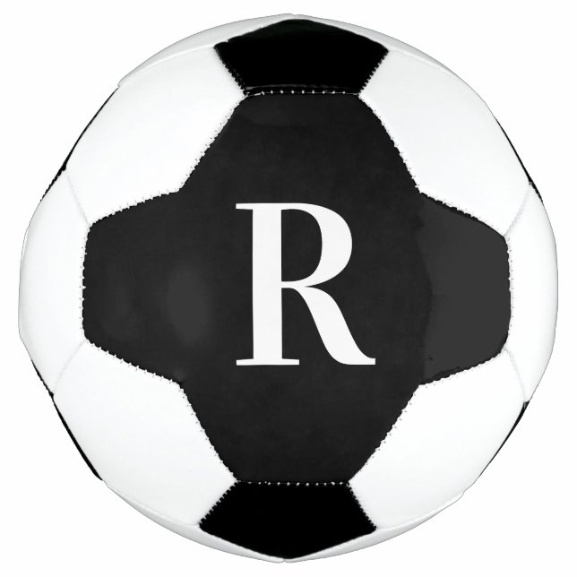 Balón De Fútbol Monograma moderno negro y blanco (Anverso)