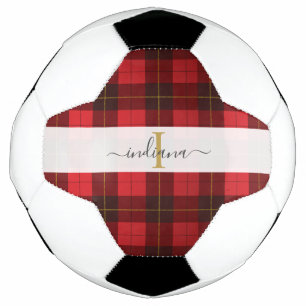 Balón De Fútbol Monograma Nombre Inicial Plaid Tartán Wallace
