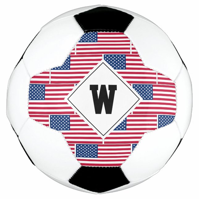 Balón De Fútbol Monograma patriótico Bandera de fútbol americano (Anverso)