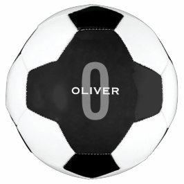 Balón De Fútbol Monograma personalizado Blanco gris negro nombre