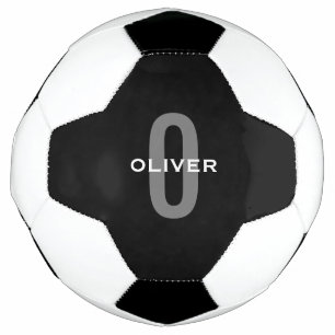 Balón De Fútbol Monograma personalizado Blanco gris negro nombre