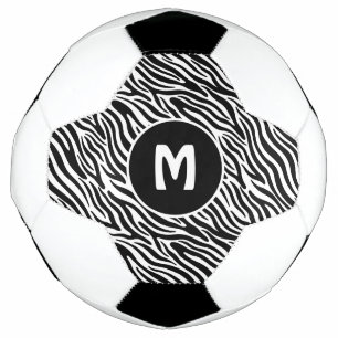 Balón De Fútbol Monograma Personalizado con Patrón de Cebra
