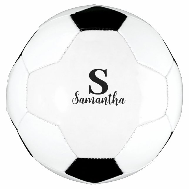 Balón De Fútbol Monograma personalizado de nombre e inicio persona (Anverso)