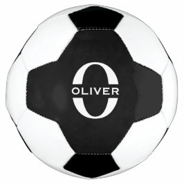 Balón De Fútbol Monograma Personalizado Negro Y Blanco Nombre