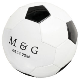 Balón De Fútbol Monograma personalizado y fecha personalizada
